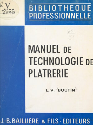 cover image of Manuel de technologie de plâtrerie